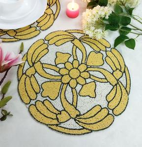 Latest Design Handmade Beaded <b>Placemat</b> <b>Yellow</b> Color Latest Design Handmade Beaded <b>Placemat</b> <b>Yellow</b> Color - Product Image 2