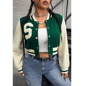 2026 New Fashion Long <b>Sleeve</b> Crop Top Baseball Varsity <b>Jacket</b> Custom Logo Eco-Friendly Windproof Breathable Winter <b>Jacket</b> Women - Product Image 1