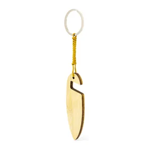 Portachiavi Personalizzato in Bambù a Forma di Scallione, Gadget Promozionale con Moschettone - Product Image 2