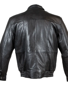 Blouson d'hiver décontracté pour homme en cuir véritable de peau de mouton noir, col montant, taille élastique, style vintage, veste bomber - Product Image 5
