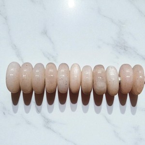 Natural Pink Moonstone 14x5mm Fancy Stylist Washer Plain Rondelle Big Hole Cuentas sueltas - Product Image 3