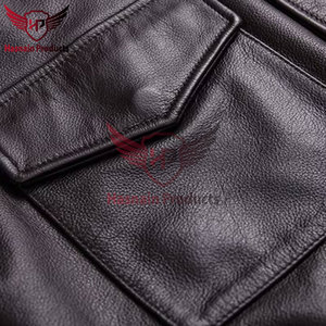 Classique 100% en cuir véritable Bomber veste grande taille en peau de vache Vintage en cuir naturel manteau hommes moto pilote vol vêtements d'extérieur - Product Image 6