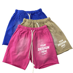 2025 gros Logo personnalisé en détresse homme coton sweat Shorts soleil délavé Shorts bord coupé lavage à l'acide Shorts pour homme - Product Image 5