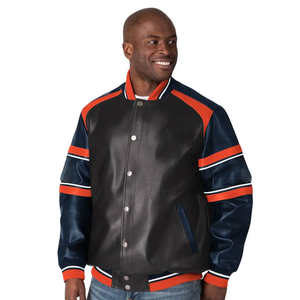 Veste varsity pour homme avec laine mélangée bicolore et manches côtelées - Product Image 1