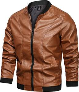 Chaqueta de bombardero de moda informal de piel sintética de primera calidad para hombre, chaqueta de lona para motocicleta de invierno, chaqueta de piel sintética de primera calidad - Product Image 3