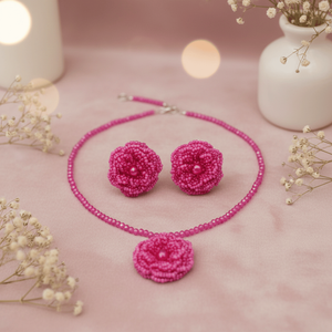 Parure de bijoux raffinée en perles de rosier, plaqué or 18 carats, style vintage, luxe romantique, zircon, idéale pour les soirées, style romantique - Product Image 1