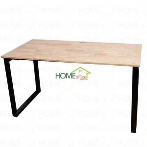 BNVCN78004 - Ensemble de table minimaliste moderne en bois de caoutchouc de 1,4 m x 70 cm avec pieds en fer 25x50 cm, assemblage requis - Product Image 4