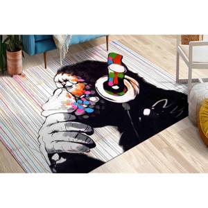 Alfombra Estampada: Alfombra Lavable a Máquina con Diseño de Mono Pensando de Banksy, Alfombra de Terciopelo - Product Image 2