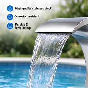 Cascada de Acero Inoxidable para Piscina, Cortina de Agua, Fuente Moderna Plateada Cepillada, Montada en el Suelo para Jardín y Piscina - Product Image 3