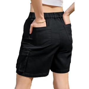 Shorts en jean décontractés pour femmes, tendance de l'été, taille haute, coupe régulière, cordon de serrage, respirant, séchage rapide, longueur genou, cargo - Product Image 3