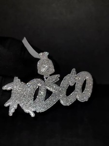 Colgante Personalizado con Nombre Rosco, Chapado en Oro, con Moissanita, Plata 925, VVS, Joyería Hip Hop para Raperos, Diseño de Bolsa de Dinero Cursiva, OEM/ODM - Product Image 2