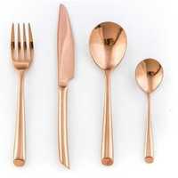 Ensembles de couverts en acier de portabilité Cuillère de mariage en laiton de l'Inde et fourchette en métal Couverts en acier miroir Couteaux de cuisine Incrustation d'os