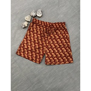 กางเกงขาสั้นผ้าฝ้ายพิมพ์ลายบล็อก 100% - เอวกลาง ระบายอากาศได้ดี สไตล์กางเกงขายาว - ไซส์เล็ก - Product Image 2