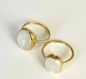 Joli arc-en-ciel coupe ovale 8x11mm bague galvanisée plus récent argent plaqué or lunette ensemble anneau pour cadeau de fête des pères - Product Image 1