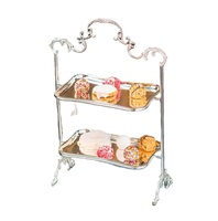 Support à gâteau à double étage en laiton plaqué argent, fait main, de luxe, écologique, pour Noël, la fête des pères, les cadeaux de remise de diplôme
