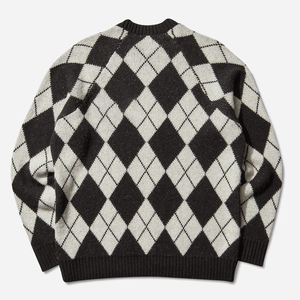 2025 Sudadera de punto Argyle de estilo Retro para hombre 100% algodón suave cálido Casual Streetwear con logotipo personalizable - Product Image 2