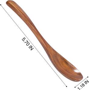 Cucharas de madera para comer, 6 piezas, juego de cucharas de madera elipse Natural para cocinar, cuchara pequeña para condimentos, mezcla, agitación, miel - Product Image 2