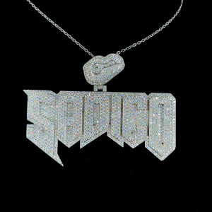 Colgante Personalizado con Inicial, Estilo Rapero, Moissanita VVS y Diamante VS, Plata 925, Estilo Hip Hop, Joyería para Hombre - Product Image 1