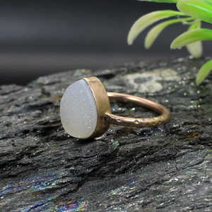 แหวนเงินสเตอร์ลิง92.5พร้อมอัญมณีอัญมณีอัญมณีสีขาวธรรมชาติแบบหลวม - Product Image 3