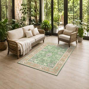 พรมเชนิลล์ลายเมดัลเลียนสีทองแดงแบบดั้งเดิม รุ่น LXDP-0025 จาก RUGS DEPOT สำหรับขายส่ง พิมพ์ลายดิจิทัล ซักเครื่องได้ ไม่ลื่น - Product Image 6