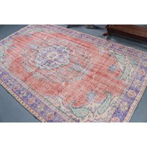 Tapis turc 5,6 x 9,4 pieds, tapis en laine vintage à fleurs rouges - Product Image 4