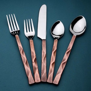 Wholesale Restaurant Luxury Rose Gold Polished Wedding <b>Set</b> Luxury Restaurant High Quality <b>Marble</b> Handle Cutlery <b>Set</b> - Product Image 3