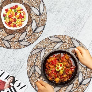 Beautiful Glass <b>Beaded</b> Round Table <b>Placemat</b> Hot Selling Handmade <b>Beaded</b> <b>Placemat</b> for Wedding Parties & New Year - Product Image 3