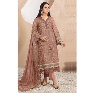 Heavy <b>Organza</b> <b>Silk</b> Sequence Embroidered Pakistani Clothing Salwar Kameez Suit Set for Party and Wedding Occasions at Best Prices - Product Image 1