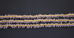 Chaîne de perles en verre lavande plaquée or, enveloppée de fil, motif raisins, épaisse, faite à la main, pour la fabrication de bijoux - Product Image 2