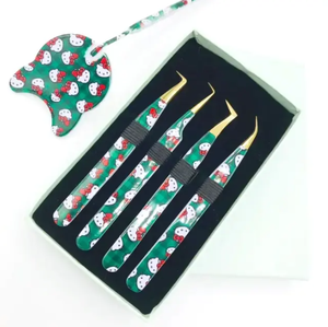 Pinzas aplicadoras de pestañas de acero inoxidable de etiqueta privada con tijeras rosa de bebé pestañas de pestañas - Product Image 2