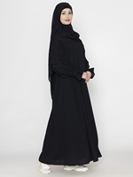 Abaya de créateur unique pour femme, style ethnique, avec Naqab, Burqa, Hijab et Khimar, manches longues, col bateau, longueur au sol, noir, en polyester uni