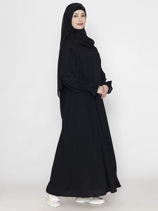 Abaya de créateur unique pour femme, style ethnique, manches longues, burqa noire, ensemble hijab khimar en polyester uni, disponible au meilleur prix - Product Image 4