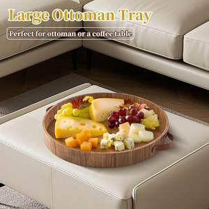 Grand plateau rond pour plateau de service en bois ottoman Plateaux décoratifs pour salon en bois - Product Image 3