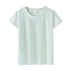 T-shirts à manches courtes 100 % coton pour femmes, respirants, tricotés, teints unis, impression par décoloration, logo personnalisé, 200g – Vente en gros - Product Image 1