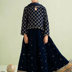 Gaun pesta anak perempuan Pakistan, lehenga choli mewah bersulam, bahan akrilik anti kusut untuk pernikahan, Idul Fitri, dan acara spesial - Product Image 1