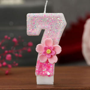 เทียนวันเกิดทำมือเทียนพาราฟินสีชมพูแบบไล่ระดับสีออกแบบสำหรับตกแต่งเค้ก - Product Image 3