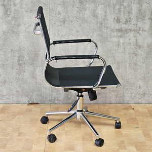 HOM1007-05 Chaise de bureau pivotante contemporaine minimaliste avec dossier bas en maille, appui-tête réglable, en aluminium et tissu – pour usage domestique - Product Image 3