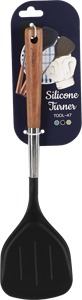 Heat-Resistant <b>Silicone</b> Slotted Turner with Wooden Handle Non-Stick Cooking Spatula - Product Image 3