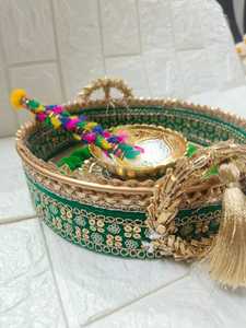 Ensemble de plateaux de cérémonie unique pour le haldi et le mehndi, plateau décoratif de mariage avec bol et applicateur, plateau de pithi, plateau de mehndi, plateau de kumkum, plateau de dholki - Product Image 6