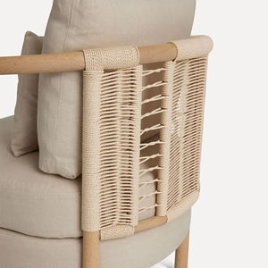 New <b>Models</b> Lounge Chair Outdoor Furniture Natural Teak Wood With Rope Rattan And Cushion Best Quality - Lisna - Product Image 5