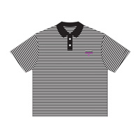 Chemise unisexe rétro en coton tricoté écologique à rayures, impression personnalisée sur le devant, vente en gros, vêtements pour hommes et femmes, fabrication vietnamienne