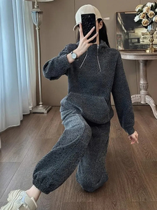 ชุดวิ่งแฟชั่นสำหรับผู้หญิงชุดวอร์มแฟชั่นแบบ2020สีพื้น - Product Image 3