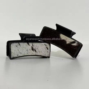 Nouveauté : Pinces à cheveux en cuir de vachette véritable faites à la main, style western, personnalisées, accessoires en cuir véritable pour femmes - Product Image 3