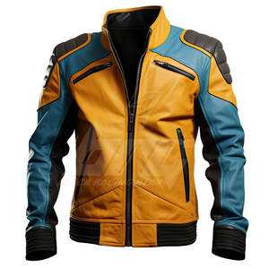 Auto Racing Wear Chaqueta de cuero de moto de color sólido Chaqueta de invierno de cuero de moto de estilo único - Product Image 1