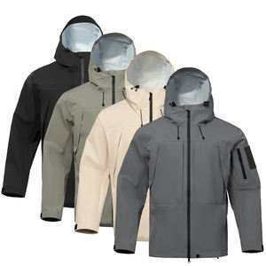 Chaqueta de senderismo para hombre OEM personalizada, impermeable, transpirable, con capucha, cortavientos, cuello alto y logo frontal - Product Image 5