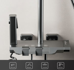 <span class=keywords><strong>Colonne</strong></span> <span class=keywords><strong>de</strong></span> Douche Pluie en Aluminium et Acier Inoxydable <span class=keywords><strong>Gris</strong></span>, Mitigeur Robinet Chromé, Ensemble <span class=keywords><strong>de</strong></span> <span class=keywords><strong>Salle</strong></span> <span class=keywords><strong>de</strong></span> <span class=keywords><strong>Bain</strong></span> Clavier Piano, Jets <span class=keywords><strong>de</strong></span> Massage, Valve Céramique - Product Image 2