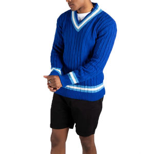 Nouvelle mode couleur unie Cabel tricot Cricket col en v pull pull automne et hiver utiliser câble tricoté pull de Cricket - Product Image 1
