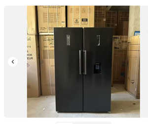 Grand réfrigérateur côte à côte en acier inoxydable avec distributeur d'eau, dégivrage manuel et congélateur double compartiment indépendant pour hôtel - Product Image 3