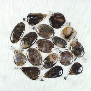 จี้เสน่ห์สไตล์โบฮีเมียนรูปสันติภาพหินอาเกตธรรมชาติชุบเงินสไตล์โบราณ - Product Image 3