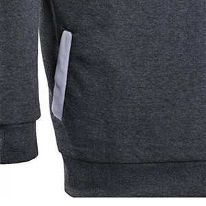 Sweat-shirt à capuche slim fit à manches longues pour homme, taille plus, sport, actif, couleur contrastée, col roulé, marron, sweat-shirt bicolore pour homme - Product Image 3